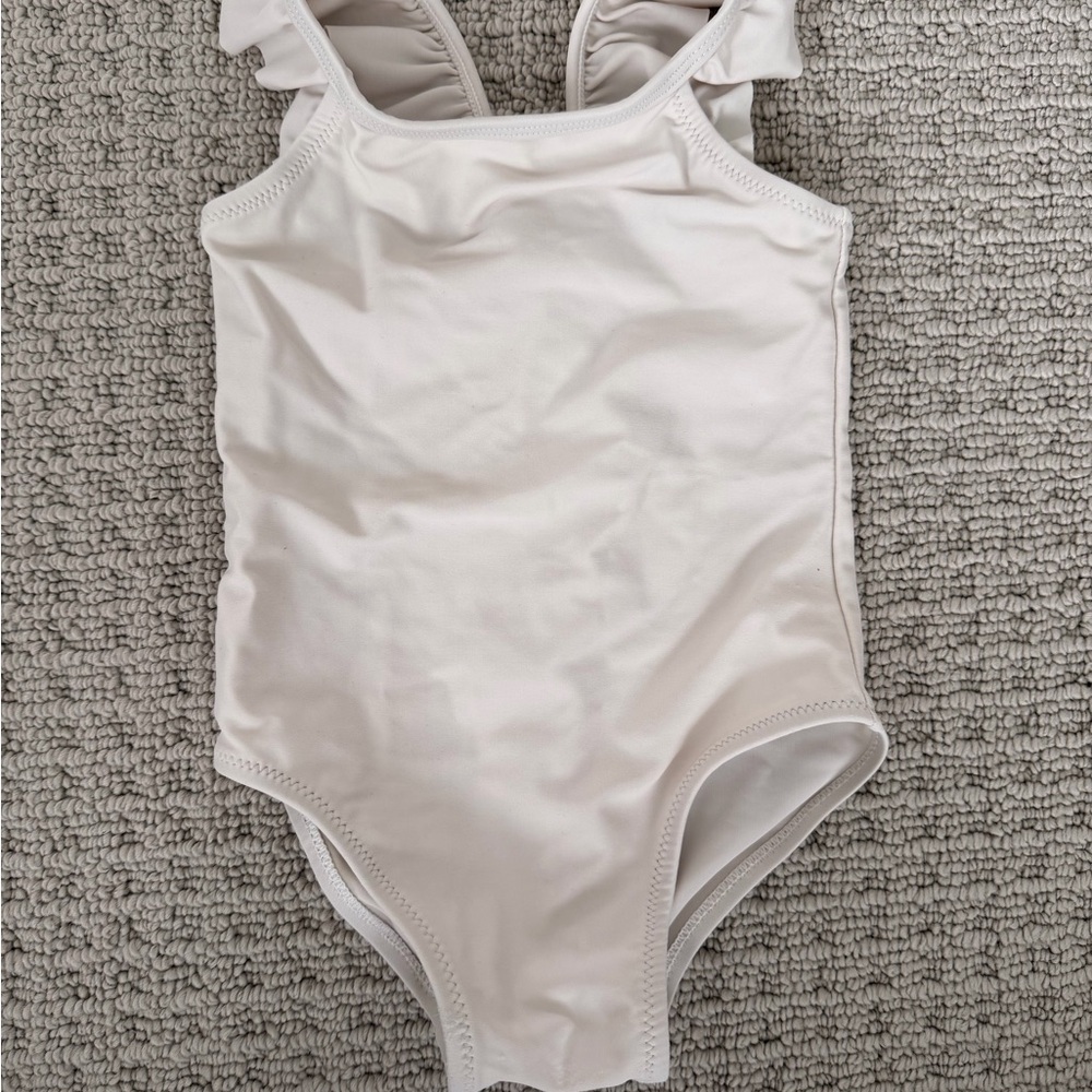 Baby Girl Ruffled Cream Swimsuit